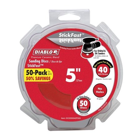 DIABLO StickFast 5 in. Ceramic Blend Pressure Sensitive Adhesive Sanding Disc 40 Grit Ultra Coarse 5 DCD050040P50G